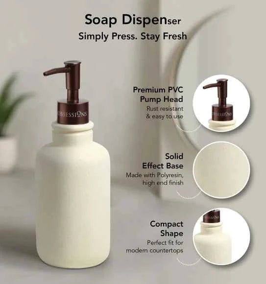 Obsessions Myra Polyresin 3pc Bathroom Set, Cream