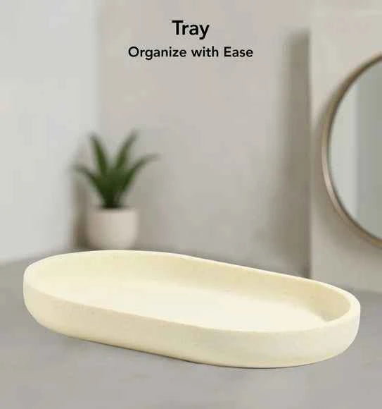 Obsessions Myra Polyresin 3pc Bathroom Set, Cream