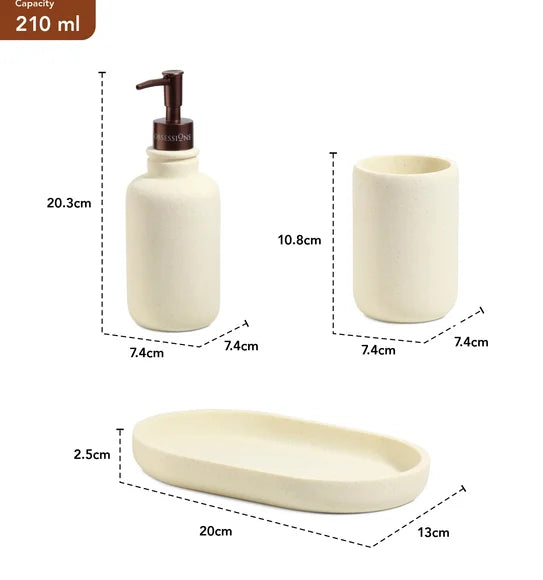 Obsessions Myra Polyresin 3pc Bathroom Set, Cream