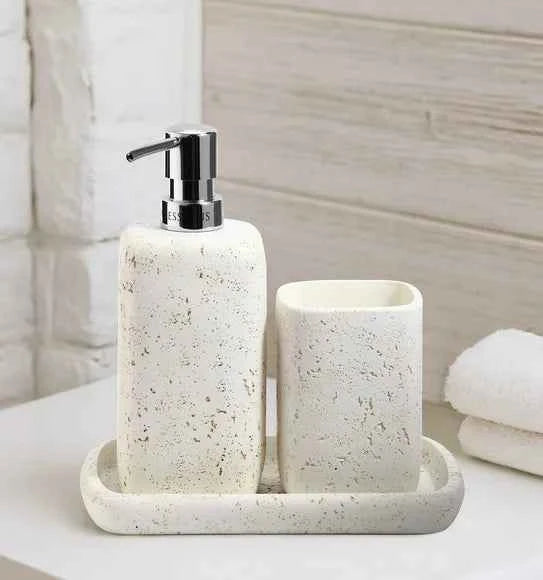 Obsessions Myra Polyresin 3pc Bathroom Set, Off White