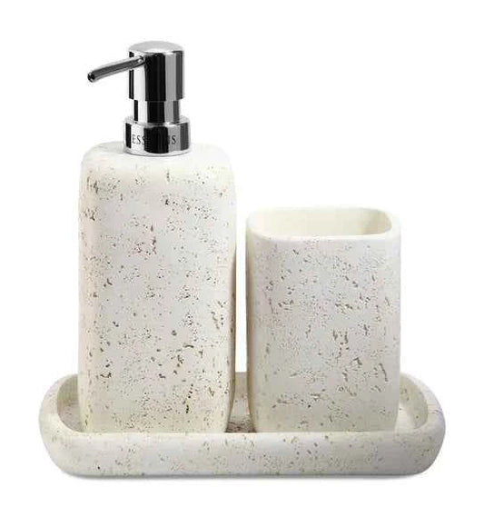 Obsessions Myra Polyresin 3pc Bathroom Set, Off White