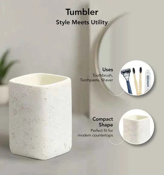 Obsessions Myra Polyresin 3pc Bathroom Set, Off White