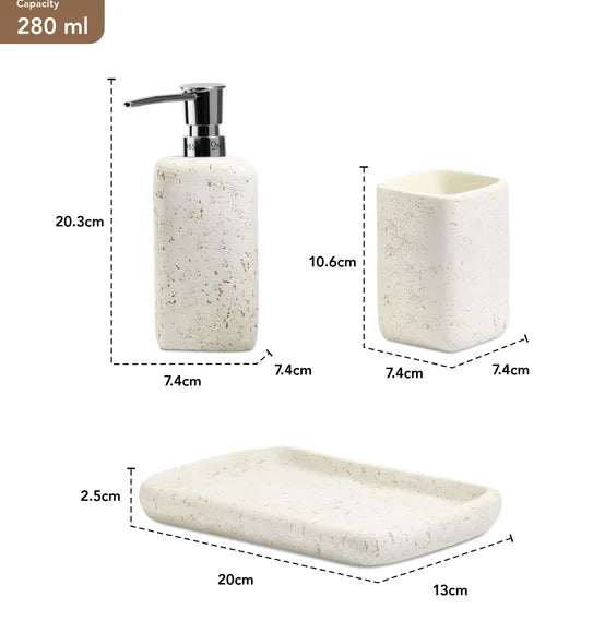 Obsessions Myra Polyresin 3pc Bathroom Set, Off White