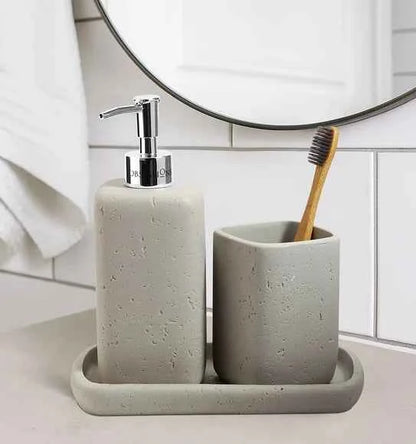 Obsessions Myra Polyresin 3pc Bathroom Set, Stone