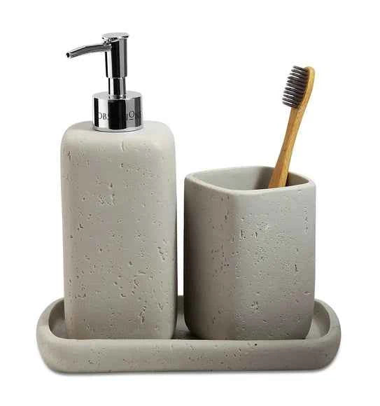Obsessions Myra Polyresin 3pc Bathroom Set, Stone