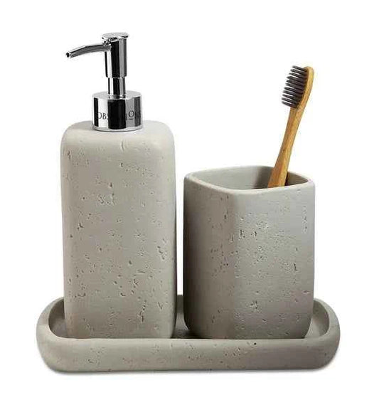Obsessions Myra Polyresin 3pc Bathroom Set, Stone