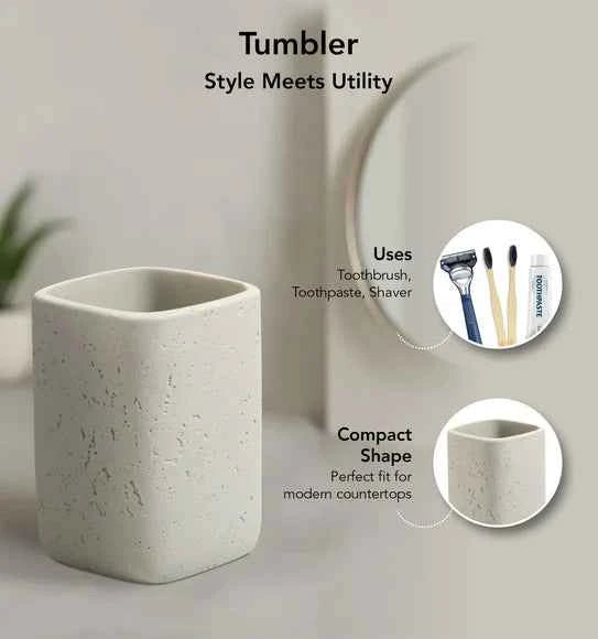 Obsessions Myra Polyresin 3pc Bathroom Set, Stone