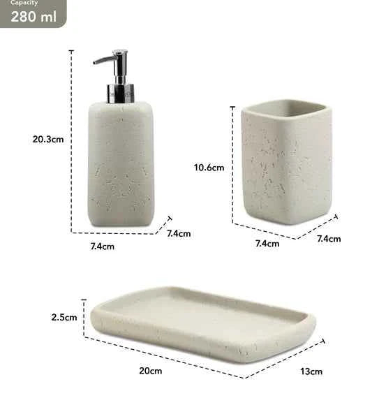 Obsessions Myra Polyresin 3pc Bathroom Set, Stone