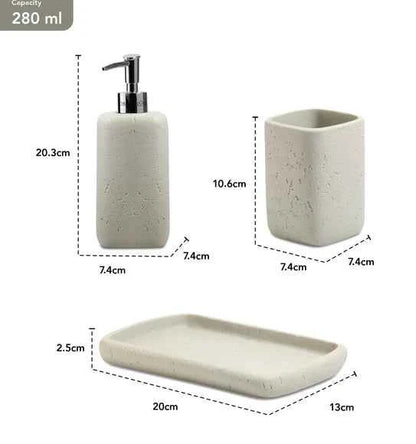 Obsessions Myra Polyresin 3pc Bathroom Set, Stone