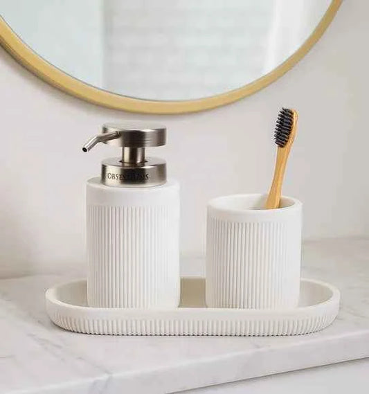 Obsessions Myra Polyresin 3pc Bathroom Set, White