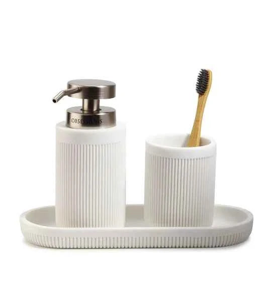 Obsessions Myra Polyresin 3pc Bathroom Set, White