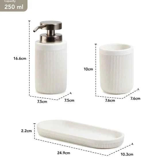 Obsessions Myra Polyresin 3pc Bathroom Set, White