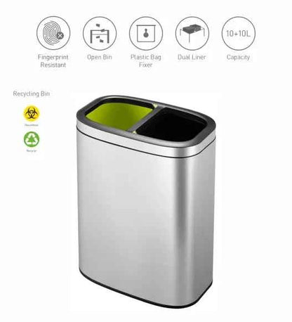 Obsessions Eko Oli Cube Open Bin 10+10L, Metallic