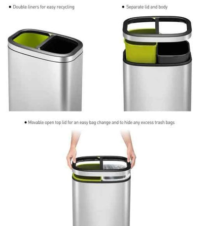 Obsessions Eko Oli Cube Open Bin 10+10L, Metallic