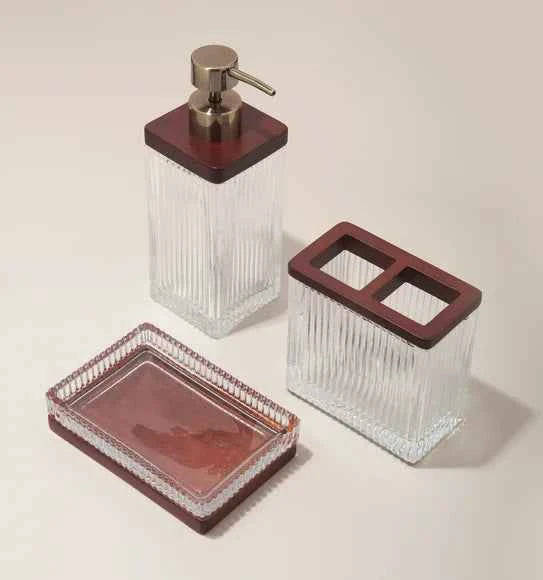 Obsessions Prism Glass 3pc Bathroom Set, Brown