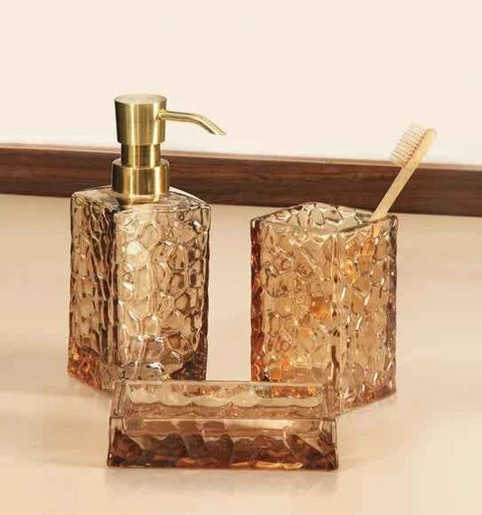 Obsessions Prism Glass 3pc Bathroom Set, Copper