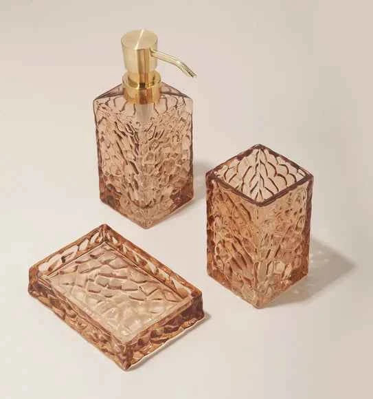 Obsessions Prism Glass 3pc Bathroom Set, Copper