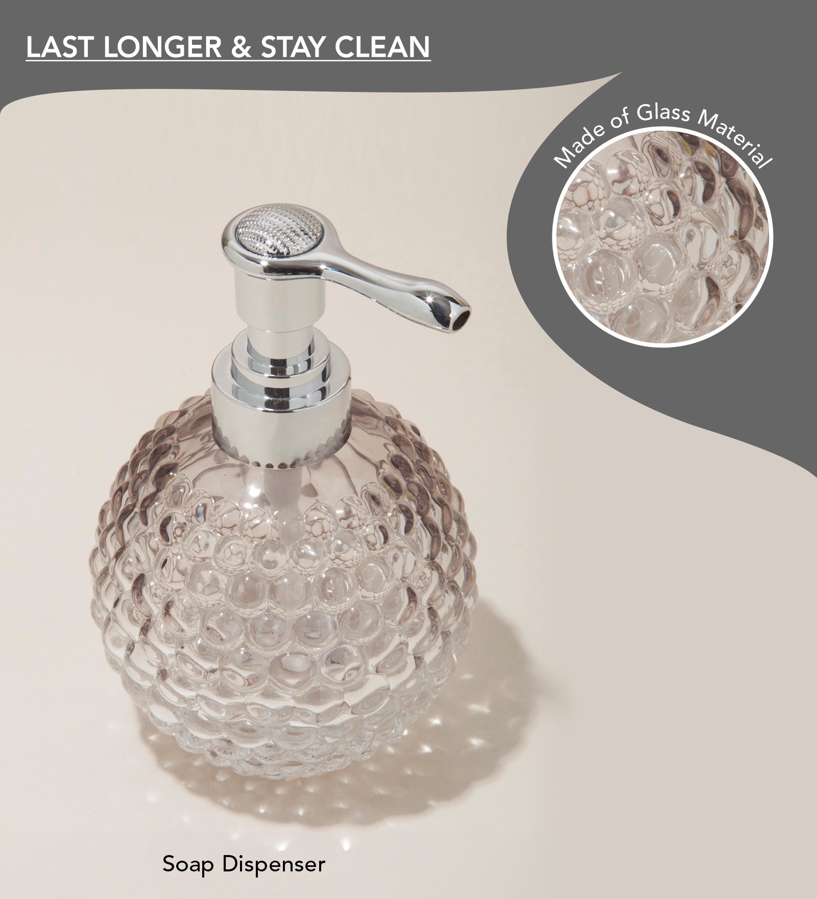 Obsessions prism glass bathroom set twin soap dispenser with textured design for stylish decor