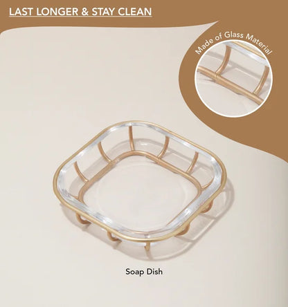Obsessions Prism Glass 3pc Bathroom Set, Gold