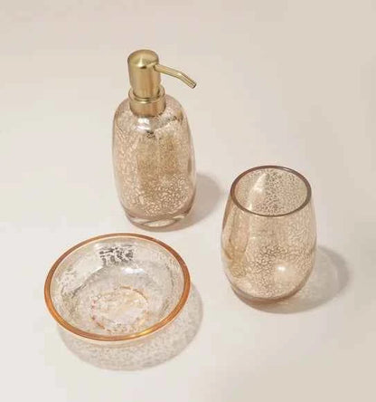 Obsessions Prism Glass 3pc Bathroom Set, Golden