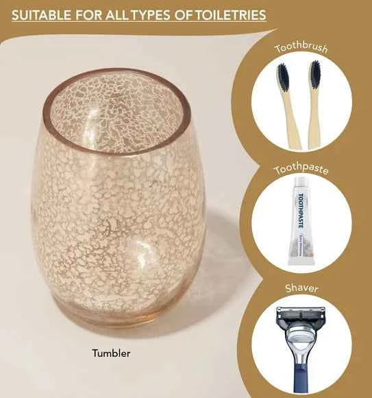 Obsessions Prism Glass 3pc Bathroom Set, Golden