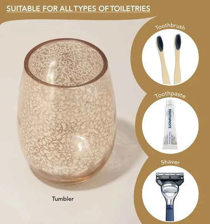 Obsessions Prism Glass 3pc Bathroom Set, Golden
