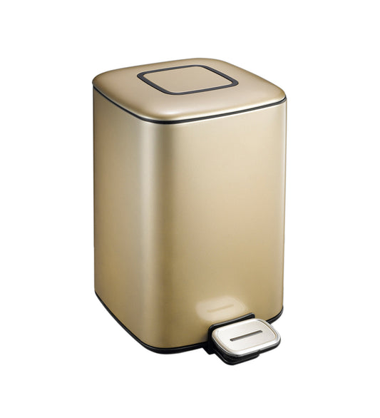 Obsessions Regent Stainless Steel Dustbin 12 Ltr Champagne Gold with angled view and pedal access