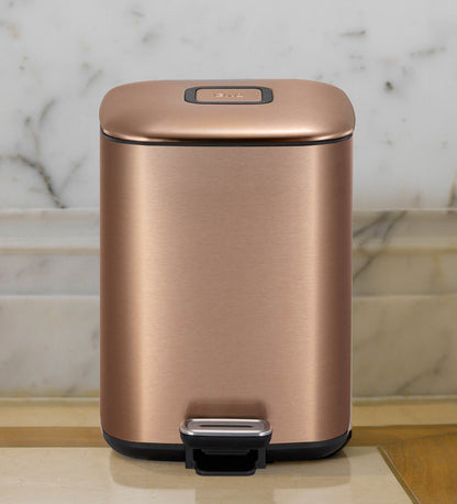 Obsessions Regent Stainless Steel Dustbin 6 Ltr Bronze Copper – plain front view with sleek finish