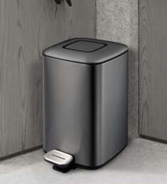 Obsessions Regent Stainless Steel Dustbin 6 Ltr in black matte finish – sleek side-angle view