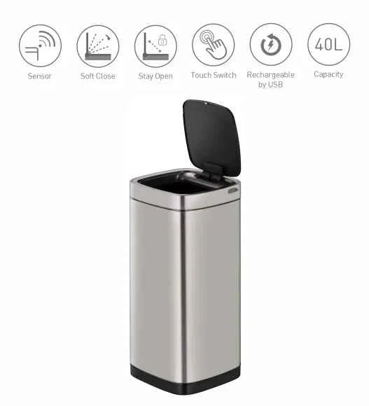 Obsessions Eko Sensor Bin 40L, Grey