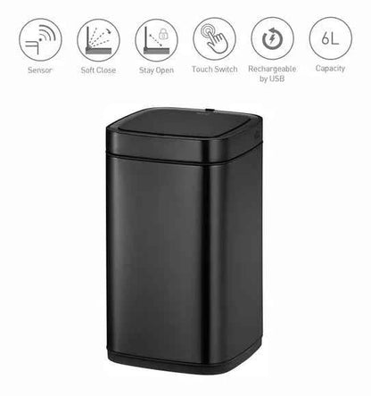 Obsessions Eko Sensor Bin 6L, Black