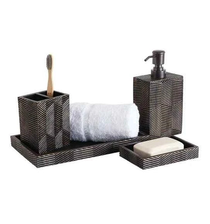Obsessions Vibe Polyresin 4pc Bathroom Set, Brown