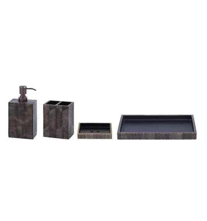 Obsessions Vibe Polyresin 4pc Bathroom Set, Brown