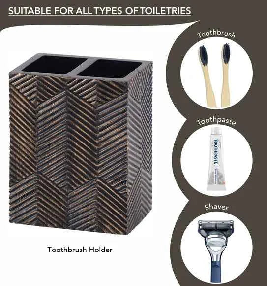 Obsessions Vibe Polyresin 4pc Bathroom Set, Brown