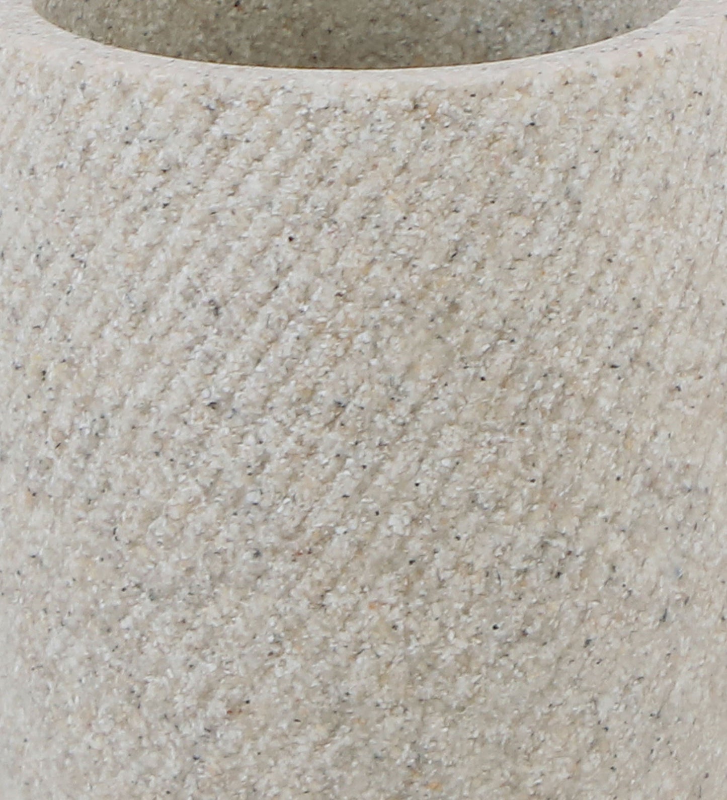 Close-up of Obsessions Vibe Polyresin 3 pcs Bathroom Set Sandstone showcasing its textured surface