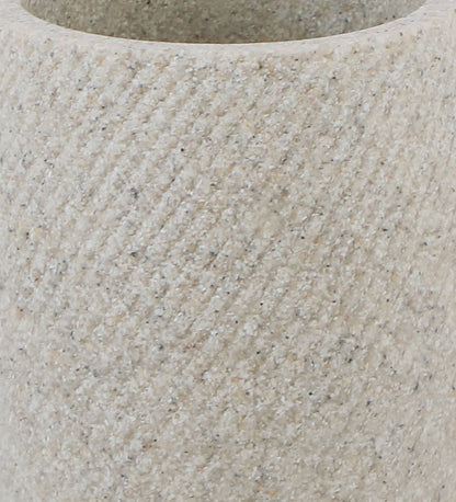 Close-up of Obsessions Vibe Polyresin 3 pcs Bathroom Set Sandstone showcasing its textured surface