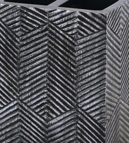 Obsessions Vibe Polyresin 4pcs Bathroom set Grey with textured geometric design for modern decor