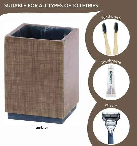 Obsessions Vibe Polyresin 4pc Bathroom Set, Wood