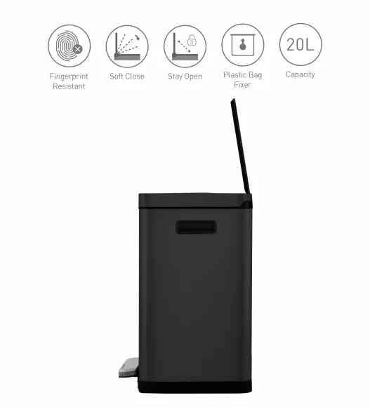 Obsessions Eko X Cube Dustbin 20L, Black