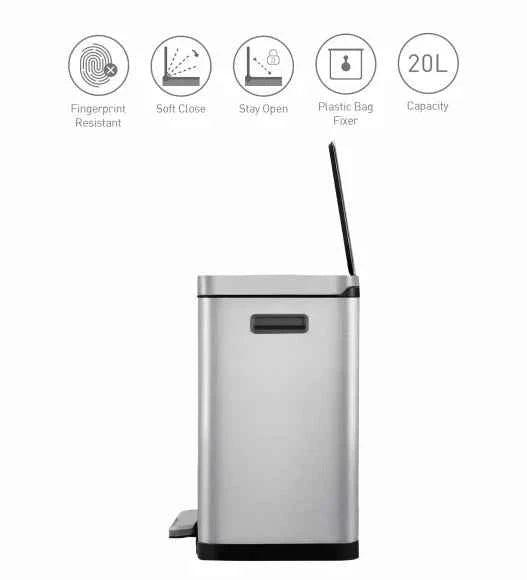 Obsessions Eko X Cube Dustbin 20L, Metallic
