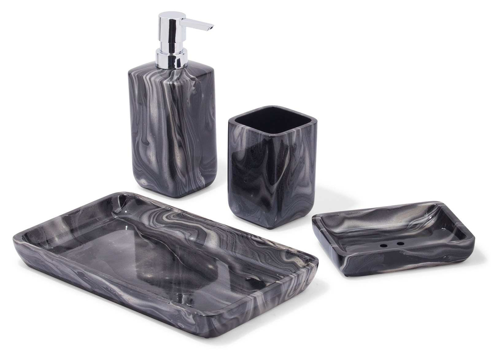 Obsessions Azure PolyResin 4pcs Bathroom Set, Black