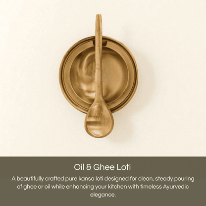 Kansyam Bronze Pooja Oil Ghee Loti 220ml for steady pouring and elegant kitchen decor