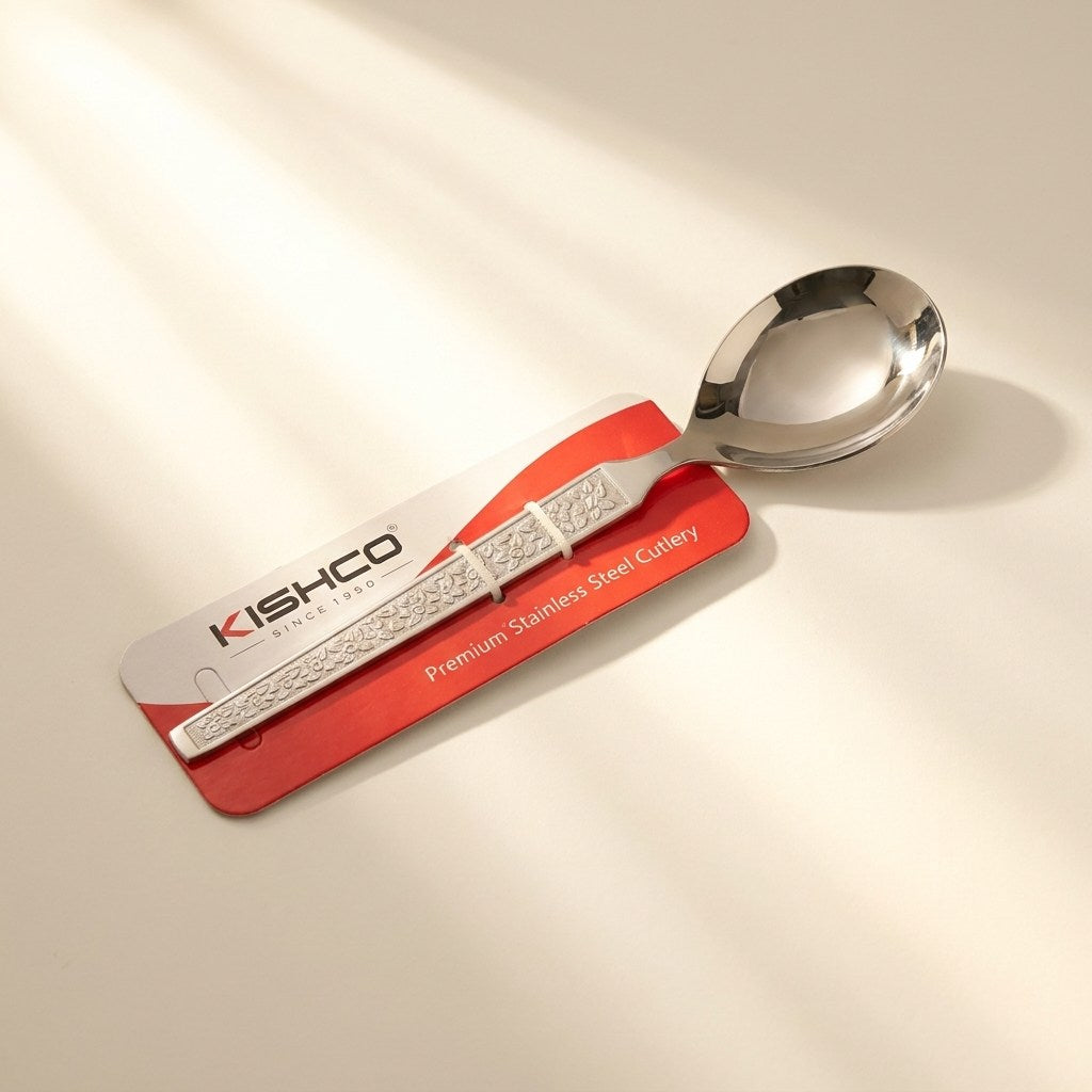 Kishco Parma Serving Spoon, Round, Large, in packaging
