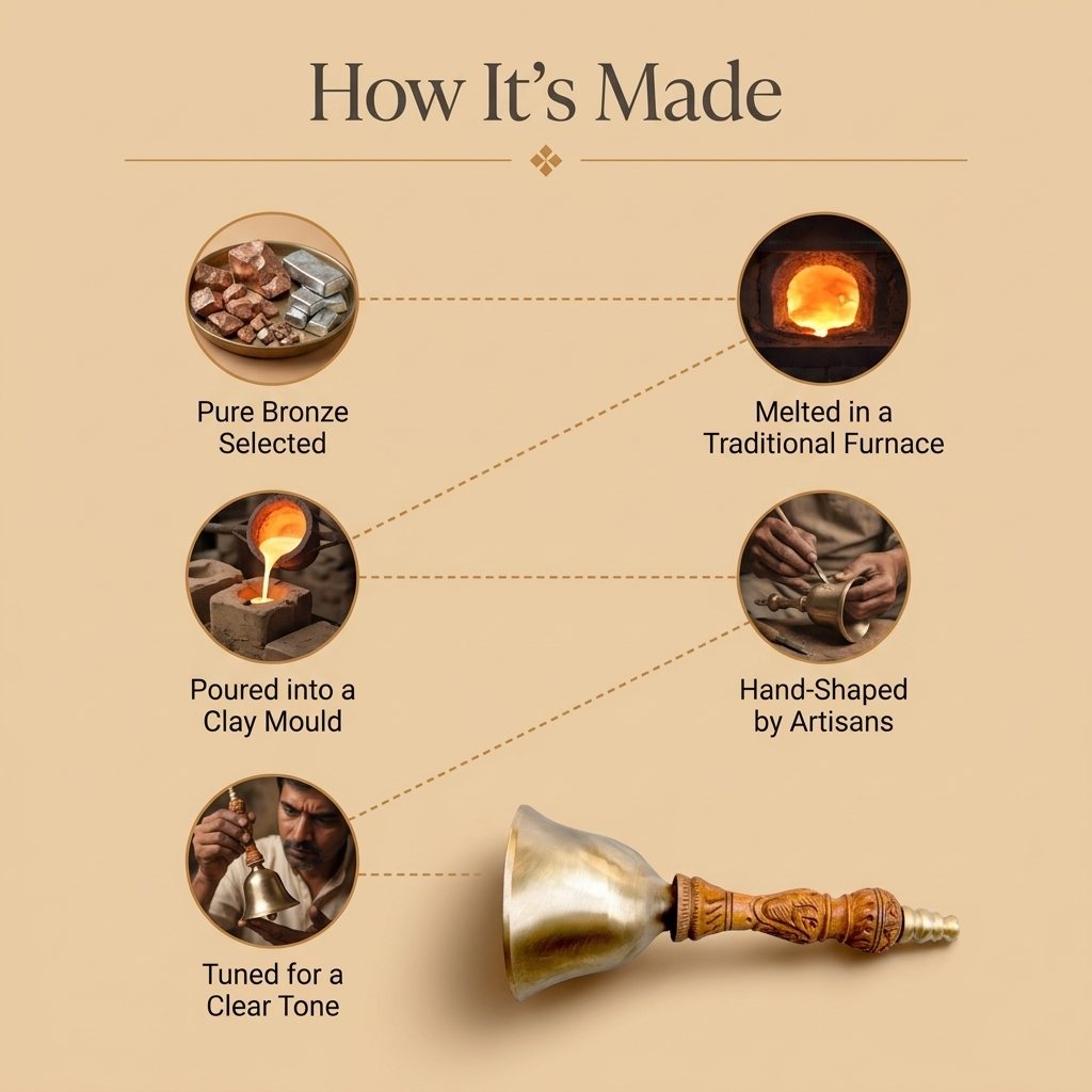 How a Kansa bronze pooja hand bell is made