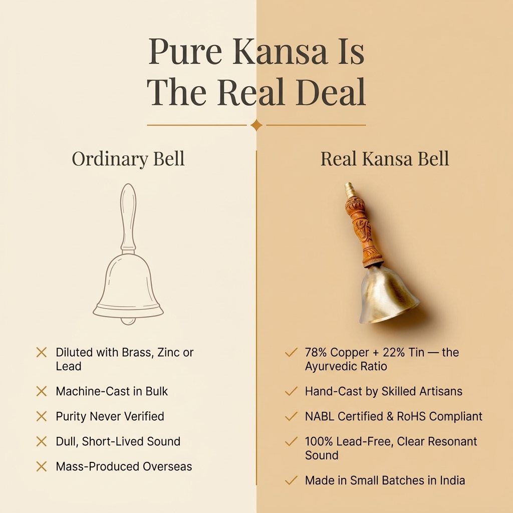 Real Kansa bronze bell versus an ordinary bell comparison