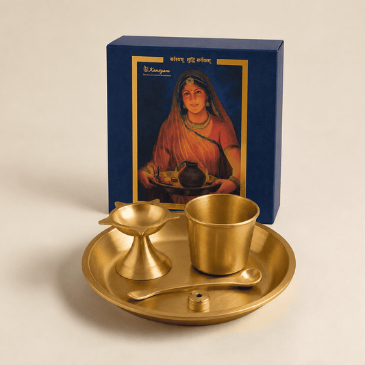 Kansa Pooja Set Medium, (with Gift Box), 6 pcs set
