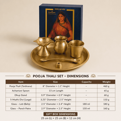 Kansa Pooja Set Medium, (with Gift Box), 6 pcs set