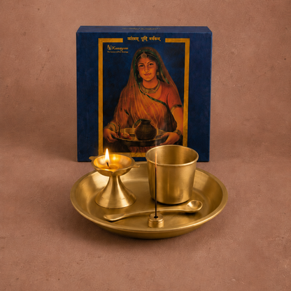 Kansa Pooja Set Medium, (with Gift Box), 6 pcs set