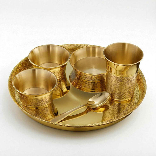Good Luck Pure Brass Thali Dinner Set, 6 pcs