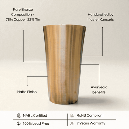 Pure kansa lassi glass bronze with matte finish, handcrafted by master Kansaris